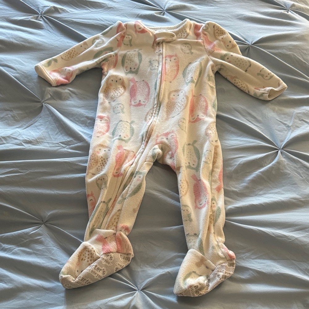 Adorable Pastel Owl Print Kids Footie